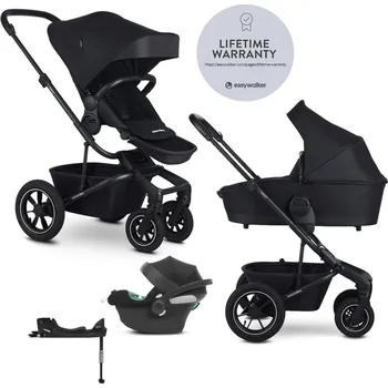 Kočárek pro psa EASYWALKER Kočárek kombinovaný Harvey⁵ 2v1 Midnight Black LITE AIR +CYBEX Aton B2 i-Size,základna