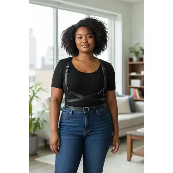 Opasek DARK Harness - koženkový zavazovací / pásek do pasu / traky + kšandy / popruhy