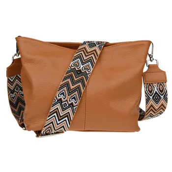Kabelka NovaKabelka.cz Kožená italská crossbody kabelka Batilda Camel Scura s přídavným popruhem VI