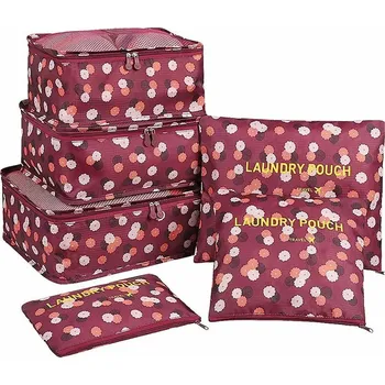 Příslušenství k zavazadlu KUFRYPLUS Cestovní organizéry LP13761 vínová s květy