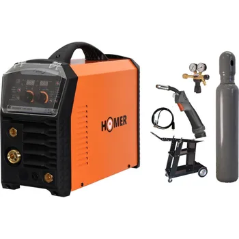 Svářečka ALFA IN HOMER 200 MIG + hořák + zem + ventil + lahev + vozík SET TOP