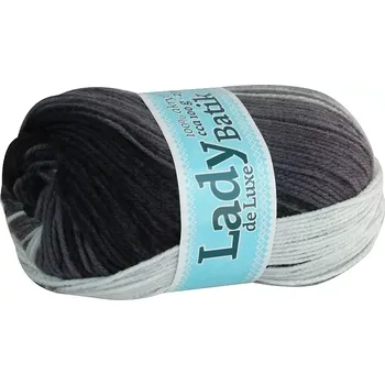 Příze Příze Lady de luxe batik 604 bilá, šedá