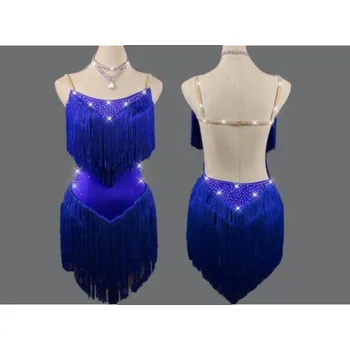 Profesionální taneční šaty Valentina - možnost na míru Tmavě modrá S