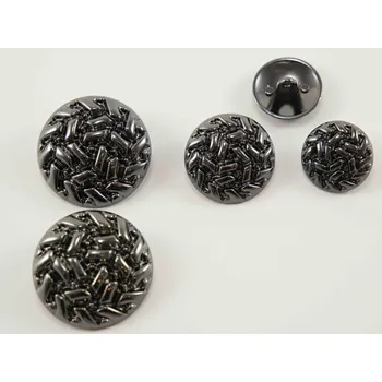 Knoflík Luxusní kovový knoflík - hrubé zdobení - lesklý - tmavé stříbro - průměr 2,8 cm