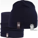 Set bavlněné čepice a nákrčníku Alan - vzor 09 - tmavě modrá 54 - 56