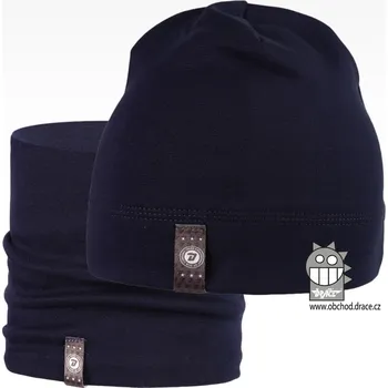 Čepice Set bavlněné čepice a nákrčníku Alan - vzor 09 - tmavě modrá 54 - 56