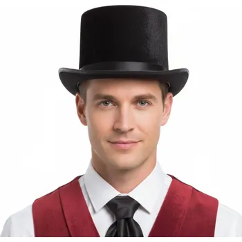 Karnevalový doplněk Klobouk cylindr sametový černý