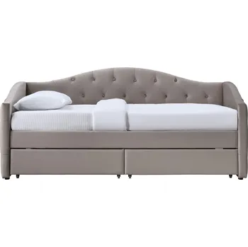 Postel Čalouněná postel Aloha se zásuvkami 90x200 cm béžová