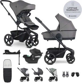Kočárek pro psa EASYWALKER SET Kočárek 4v1 Harvey⁵ Pebble Grey XXL RWS + CYBEX Aton B2 i-Size