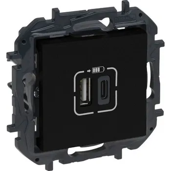 vypínač NILOE S.NABÍJEČKA USB A+C ČER. LEGRAND 863540B