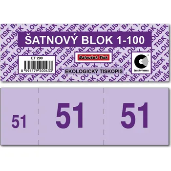Tiskopis Šatnové bloky 1-100 čísel - fialová