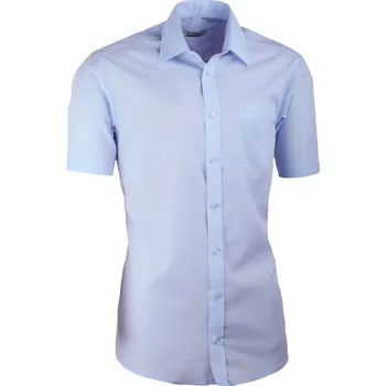 Pánská košile Modrá pánská košile s krátkým rukávem slim fit Aramgad 40432, Velikost 39/40 (M)