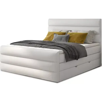 Postel Dvoulůžková boxspringová postel Cande 180x200 eko kůže Soft 17 bílá