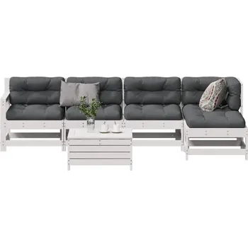 Zahradní sestava vidaXL 6dílná zahradní souprava s poduškami bílá masivní borovice