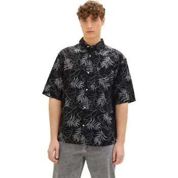 Pánská košile TOM TAILOR DENIM® PÁNSKÁ BAVLNĚNÁ KOŠILE HAVAJ - ČERNÁ XXL