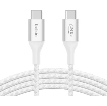 Datový kabel Belkin BOOST CHARGE™ USB-C/USB-C kabel 240W, 2m, bílý - odolný