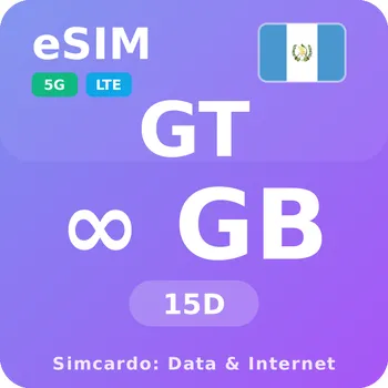 SIM karta Guatemala Neomezený Mobilní Internet - eSIM 15 dní datová SIM karta (esims_ULE_15D_GR_V2)