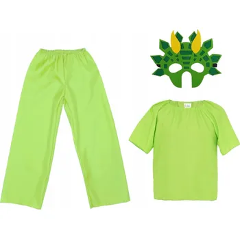 Karnevalový kostým KOSTÝM DINOSAURUS KOSTÝM DINO PŘEVLEK DEN DINOSAURŮ ZELENÝ 98-110 4 dílků