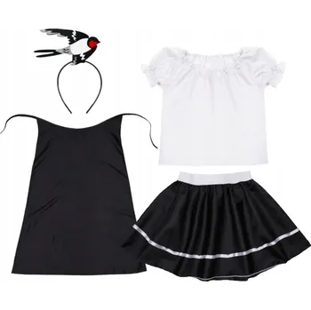 Karnevalový kostým KOSTÝM VLAŠTOVKA PŘEVLEK STRAKA KOSTÝM VLAŠTOVKY KOSTÝM PTÁČEK 134-140 5 dílků