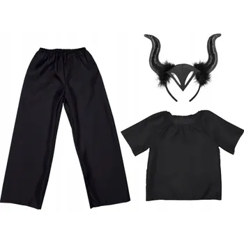 Karnevalový kostým KOSTÝM ĎÁBEL KOSTÝM DÉMON KALHOTY ČELENKA ROHY HALLOWEEN 116-128