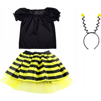 Karnevalový kostým KOSTÝM VČELKA, KOSTÝM VČELY, OSY – SET SUKNĚ A ČELENKA, VELIKOST 98-110, 3 DÍLY