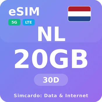 SIM karta Nizozemsko Mobilní Internet - eSIM 20GB 30 dní datová SIM karta