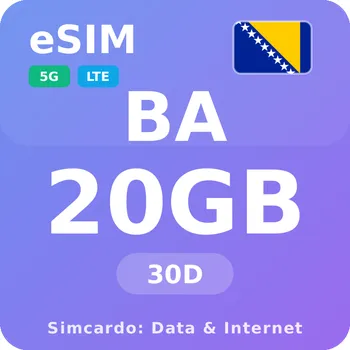 SIM karta Bosna a Hercegovina Mobilní Internet - eSIM 20GB 30 dní datová SIM karta