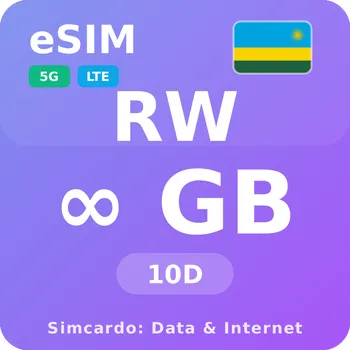 SIM karta Rwanda Neomezený Mobilní Internet - eSIM 10 dní datová SIM karta (esims_ULP_10D_RU_V2)