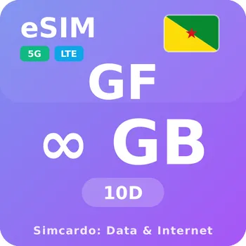 SIM karta Francouzská Guyana Neomezený Mobilní Internet - eSIM 10 dní datová SIM karta (esims_ULE_10D_GE_V2)