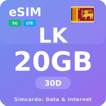 SIM karta Srí Lanka Mobilní Internet - eSIM 20GB 30 dní datová SIM karta