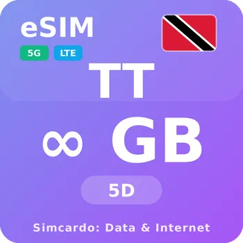 SIM karta Trinidad a Tobago Neomezený Mobilní Internet - eSIM 5 dní datová SIM karta