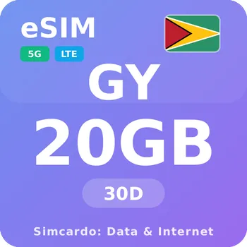 SIM karta Guyana Mobilní Internet - eSIM 20GB 30 dní datová SIM karta