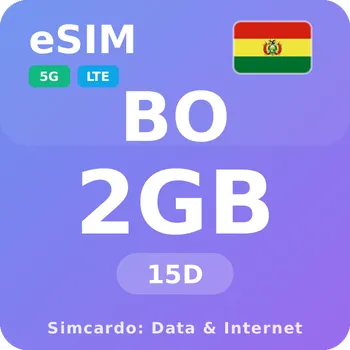 SIM karta Bolívie Mobilní Internet - eSIM 2GB 15 dní datová SIM karta