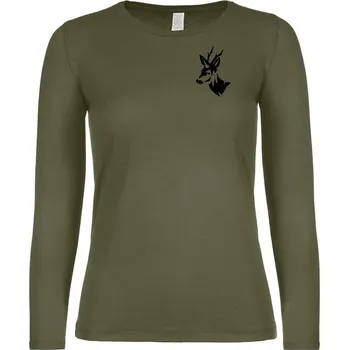 Dámské tričko Myslivecké Tričko dámské Srnec - dlouhý rukáv Velikost: 2XL