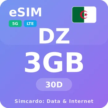 SIM karta Alžírsko Mobilní Internet - eSIM 3GB 30 dní datová SIM karta