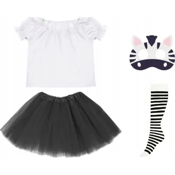 Karnevalový kostým ZEBRA SADA BÍLÁ A ČERNÁ 116-128 4dílná