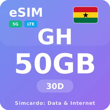 SIM karta Ghana Mobilní Internet - eSIM 50GB 30 dní datová SIM karta