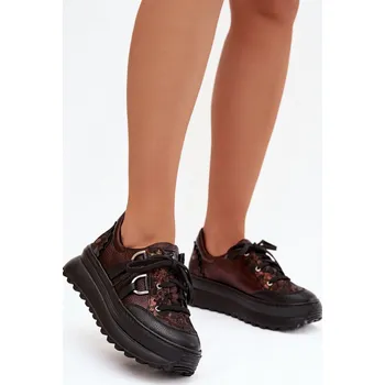 Dámské tenisky Kožené dámské tenisky na platformě Maciejka 06562-25 Barva: Béžová, Velikost: 36