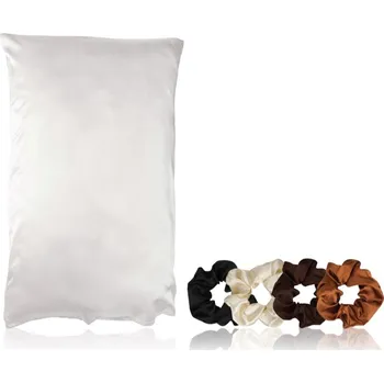 Brushworks Dreamy Satin Brushworks Satin Scrunchies Natural gumičky do vlasů 4 ks + povlak na polštář 1 ks