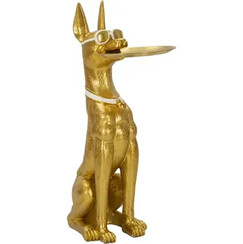 Dekorativní socha Dog Pit s podnosem 91 cm zlatá