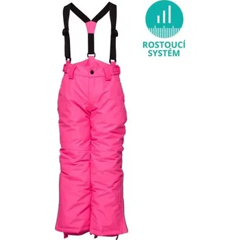 Snowboardové kalhoty Rostoucí dětské lyžařské kalhoty LOAP CUBOR GROW SYSTEM 134/140 Růžová, Černá