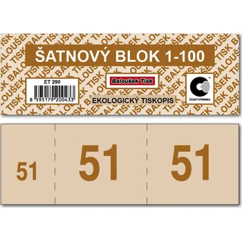 Tiskopis Šatnové bloky 1-100 čísel - hnědá