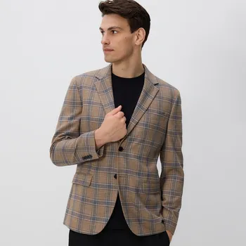 Pánské sako Reserved - Kostkovaný blejzr slim fit - béžová - YV650-80P - YV650-80P-S