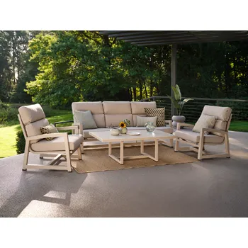 Zahradní sestava Gio zahradní hliníková souprava Hartman s lavicí pro 3 v barvě sand