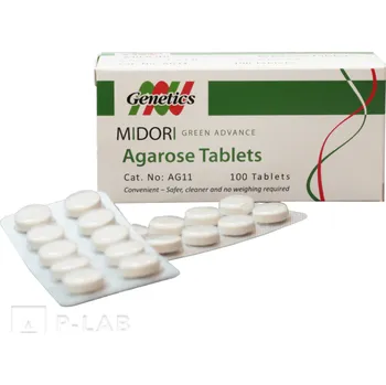 Agarózové tablety MIDORIGREEN Advance a Xtra | NIPPON Genetics (Popis: Agarózové tablety MIDORIGREEN Xtra, Použití: příprava agarózového gelu z tablety již obsahující barvivo Xtra, Balení: 2 tablety)