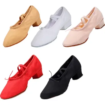 Dámské lodičky Taneční plátěné střevíce Zola na podpatku s latexovou stélkou Černá 37