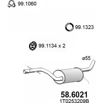 Zadní díl výfuku Střední díl výfuku ASSO 58.6021
