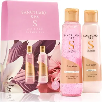 Kosmetická sada Sanctuary Spa Lily & Rose Sanctuary Spa Lily & Rose osvěžující sprchový gel s hydratačním účinkem 150 ml + Sanctuary Spa Lily & Rose hydratační tělové mléko pro suchou pokožku 150 ml kosmetická sada