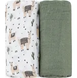 PETITE&MARS Přikrývka bambusová mušelínová 2ks Misty Llama Vibes 120 x 120 cm