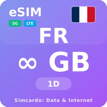SIM karta Francie Neomezený Mobilní Internet - eSIM 1 dní datová SIM karta (esims_ULE_1D_FO_V2)
